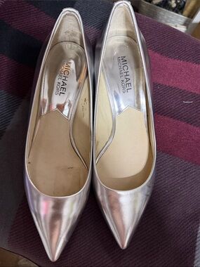 Michael Kors Metallic Silver Pointed-Toe Flats